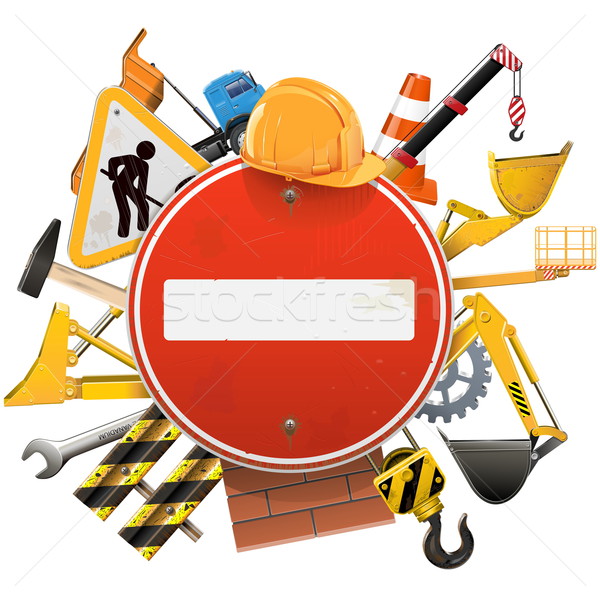 Vector Construction Concept with Red Sign Stock photo © dashadima