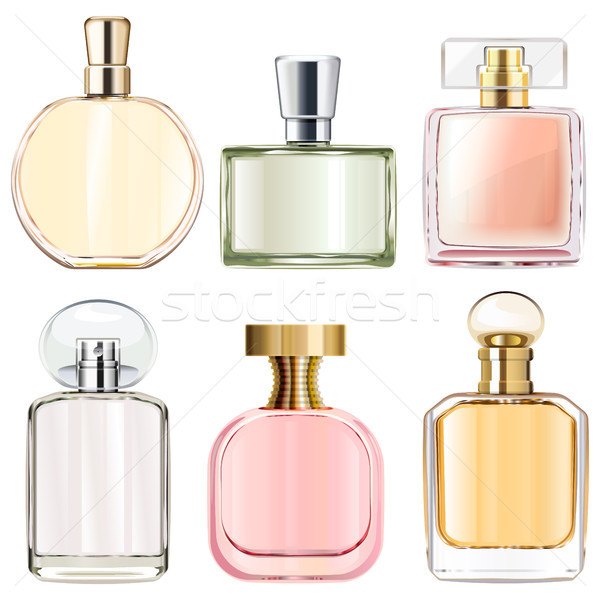 Wektora kobiet perfum butelek odizolowany biały Zdjęcia stock © dashadima