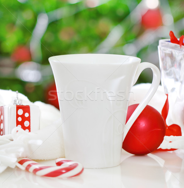 Сток-фото: очки · чай · Рождества · украшения · рождественская · елка · праздников