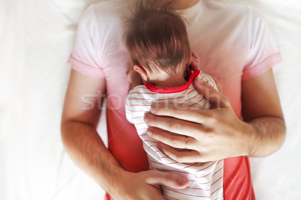 [[stock_photo]]: élégant · père · dormir · bébé