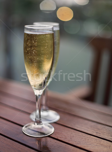 [[stock_photo]]: Champagne · verres · table · vin · verre