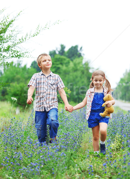 Little boy and little girl with walking  Stock photo © dashapetrenko