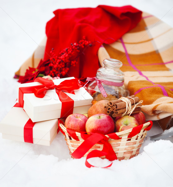 Christmas still life with a Christmas decorations, cookies and p Stock photo © dashapetrenko