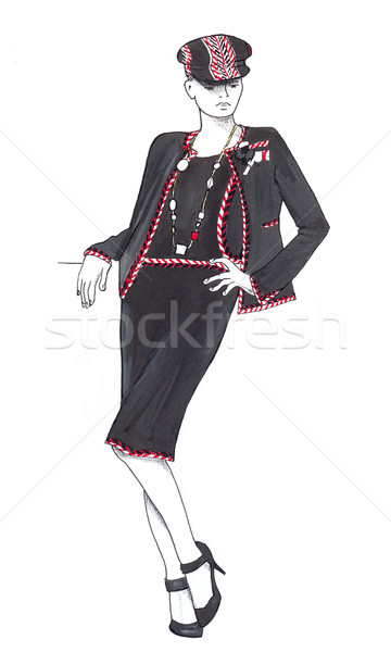 Moda kroki kız takım elbise klasik stil Stok fotoğraf © dashapetrenko