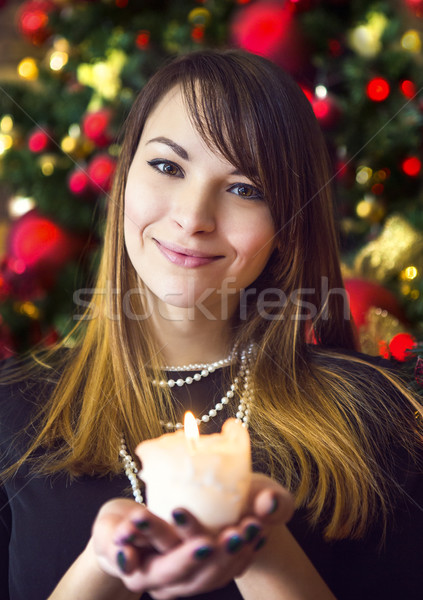 Atraente morena mulher jovem sorridente ardente Foto stock © dashapetrenko