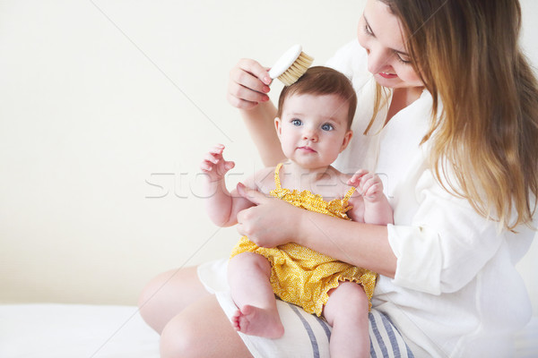 Young woman in the morning with small girl Stock photo © dashapetrenko