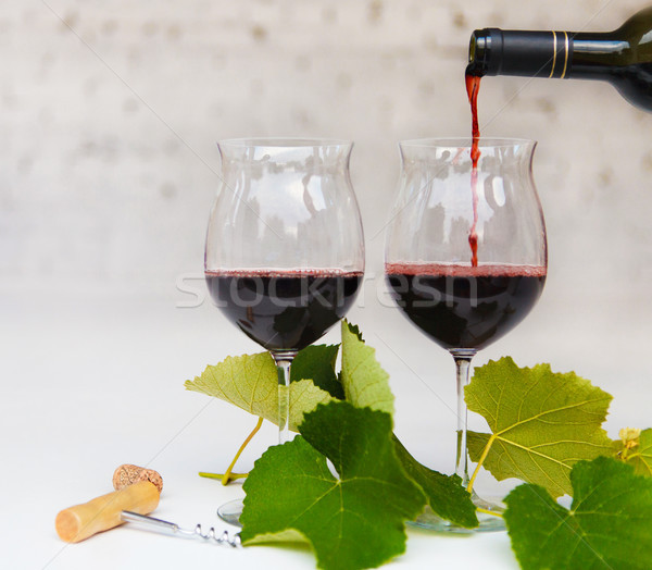Still life with glasses of red wine Stock photo © dashapetrenko