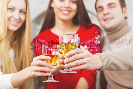 Bride to be and bridemaids holding glass with champagne  Stock photo © dashapetrenko