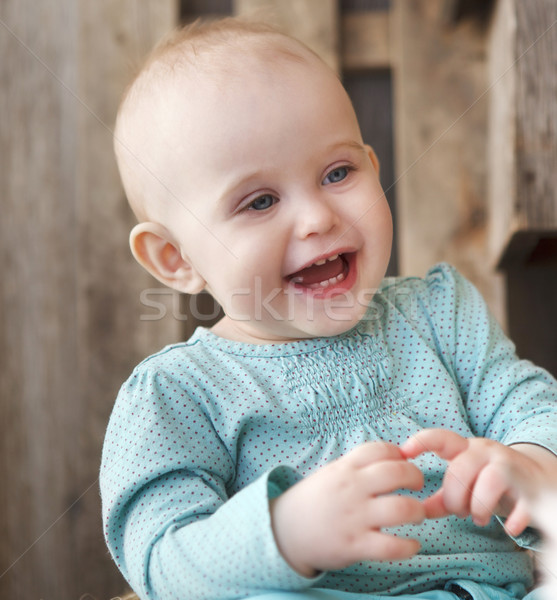Foto stock: Cute · sonriendo · diez · mes · edad · bebé