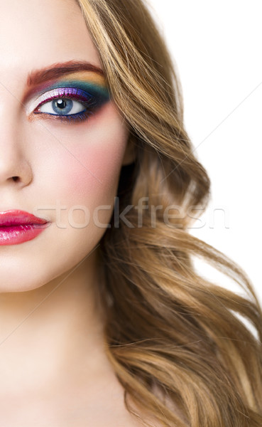 Portrait of a beautiful young blond model with bright make up Stock photo © dashapetrenko