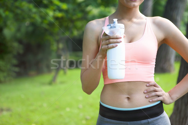 Fitness athlete woman resting drinking water Stock photo © dashapetrenko