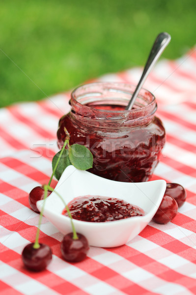 Jar of cherry jam  Stock photo © dashapetrenko