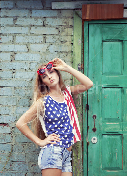 Blond girl in american retro style Stock photo © dashapetrenko