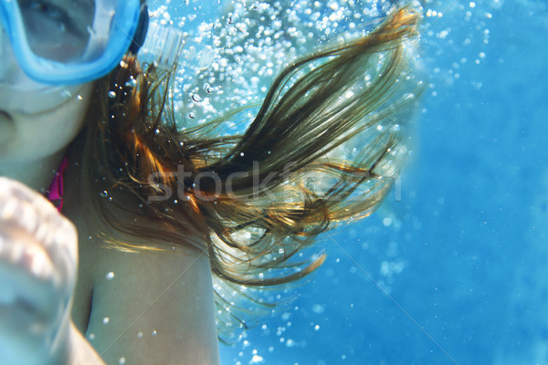 [[stock_photo]]: Peu · enfant · subaquatique · piscine · eau