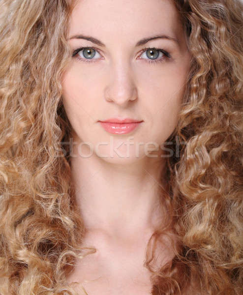Portré szépség fiatal szőke lány göndör haj Stock fotó © dashapetrenko