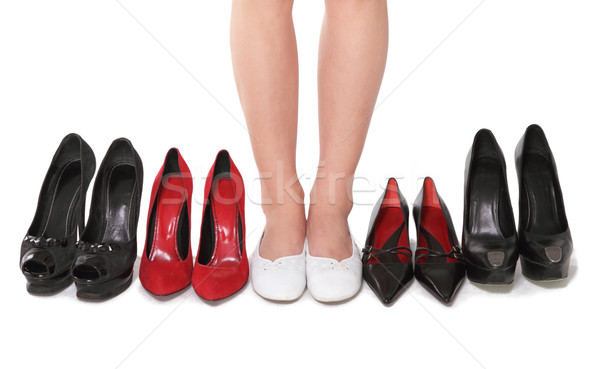 Pieds femme confortable fille croix [[stock_photo]] © dashapetrenko