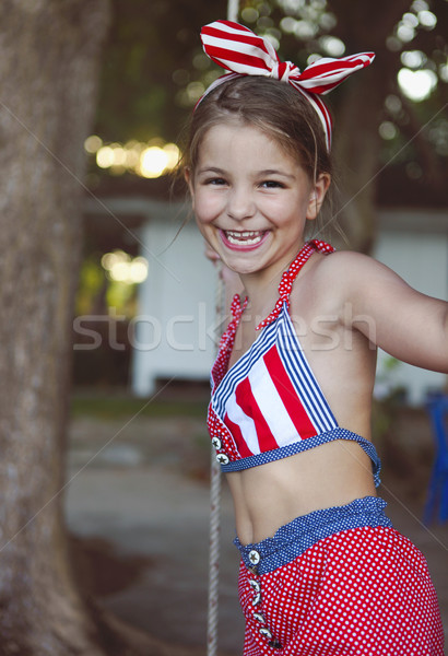 Petite fille pneu Swing été jour [[stock_photo]] © dashapetrenko