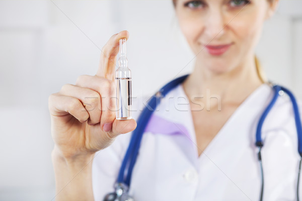 Foto stock: Médico · branco · turva · veja · feminino