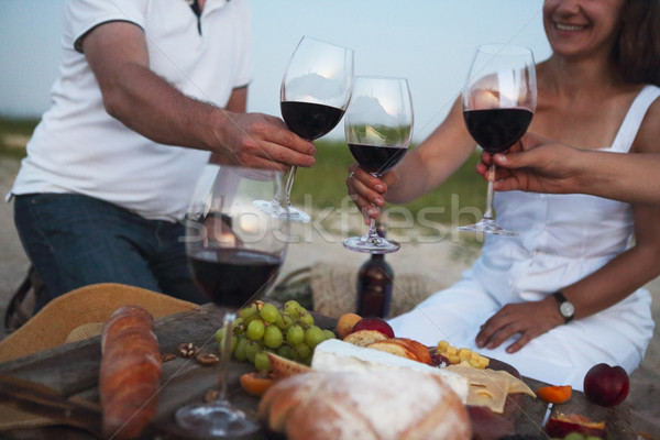 People drinking red wine outdoor Stock photo © dashapetrenko