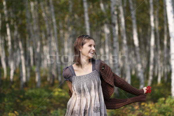 Ridículo nina otono sonrisa forestales retrato Foto stock © dashapetrenko