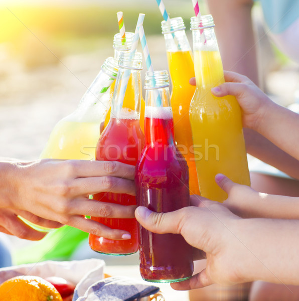 Group of friends holding drinks at the summer picnic Stock photo © dashapetrenko