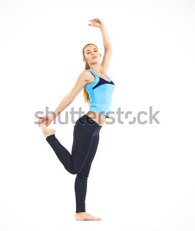 Blond young woman doing her yoga stretch Stock photo © dashapetrenko