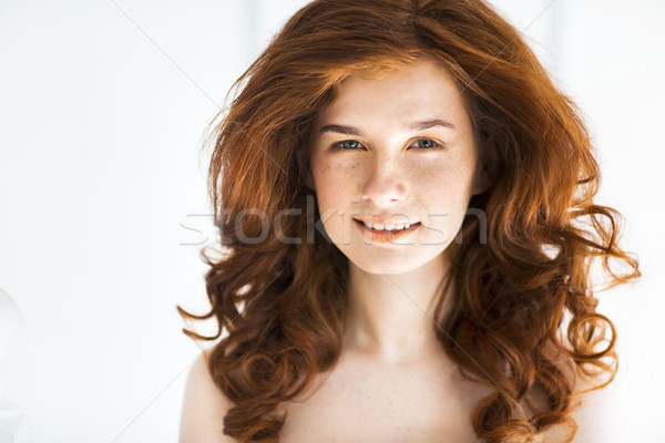 Beautiful young redhead woman with freckles portrait  Stock photo © dashapetrenko