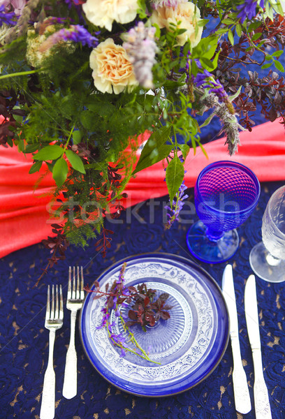 Table setting in vintage style is decorated with flowers Stock photo © dashapetrenko