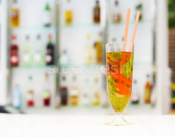 Stockfoto: Aardbei · mojito · drinken · ijs · mint · kalk