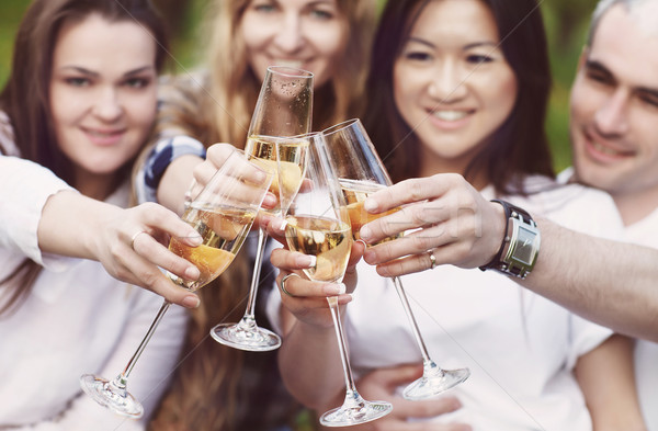 Celebration. People holding glasses of champagne making a toast  Stock photo © dashapetrenko