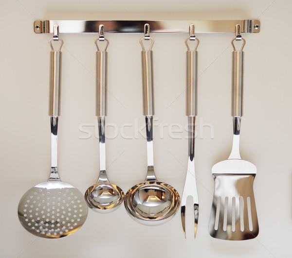 Set of black modern kitchen utensil hanging  Stock photo © dashapetrenko