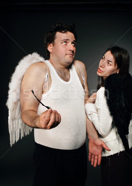 Mr. Angel with white wings Stock photo © dashapetrenko