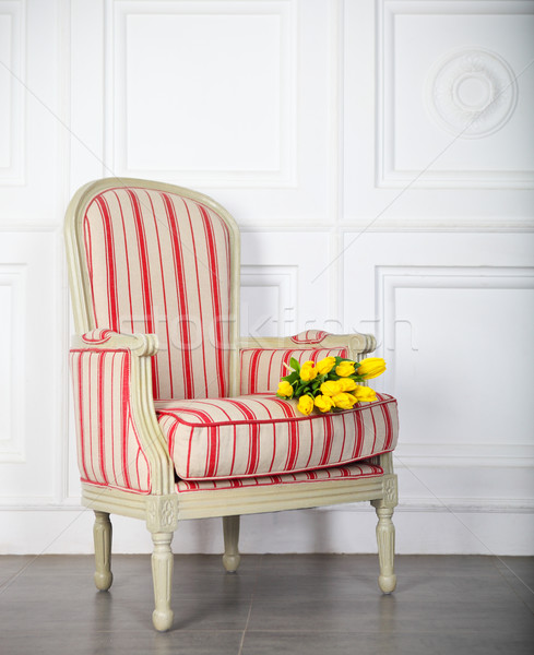 One classic armchair against a white wall and floor Stock photo © dashapetrenko