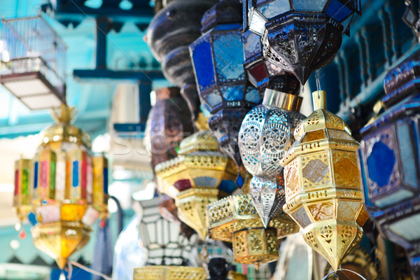 Traditional lamps in shop in the medina of Tunis,Tunisia Stock photo © dashapetrenko