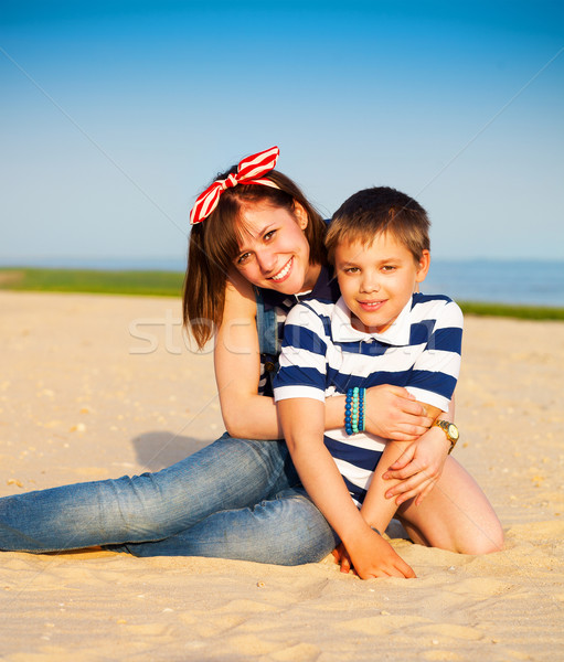 Portrait of happy teen sister and little brother  Stock photo © dashapetrenko
