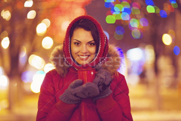 Portrait of young pretty woman outdoor in wintertime Stock photo © dashapetrenko