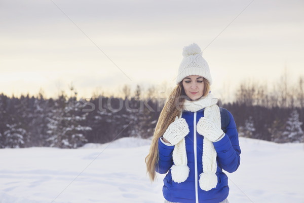 Cute young woman in wintertime outdoor Stock photo © dashapetrenko