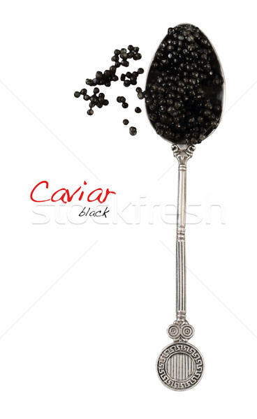 Negru caviar lingură alb peşte culoare Imagine de stoc © dashapetrenko