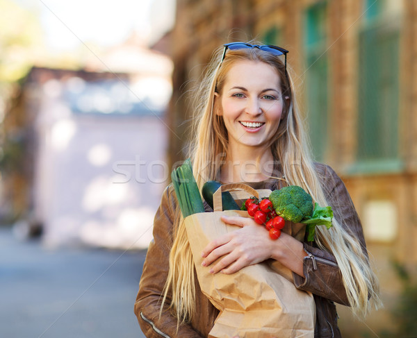 Stok fotoğraf: Genç · kadın · alışveriş · çantası · genç · mutlu · kadın