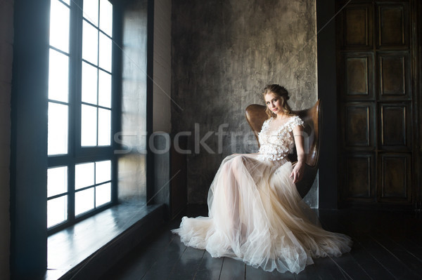 Portré gyönyörű fiatal szőke nő portré nő Stock fotó © dashapetrenko