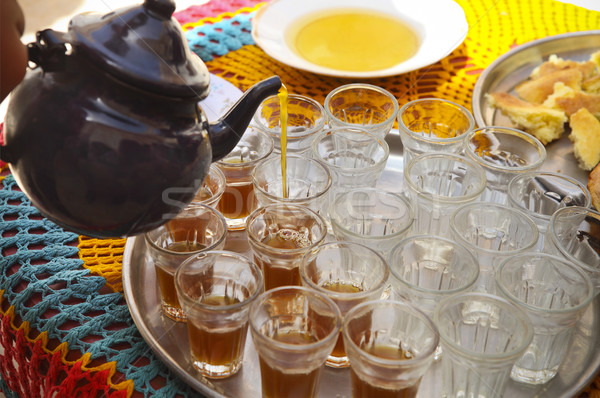 Hot tunisian tea on the tray in the cafe Stock photo © dashapetrenko