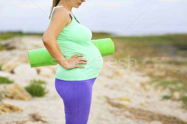 Foto d'archivio: Donna · incinta · sport · estate · sera · esterna · bella