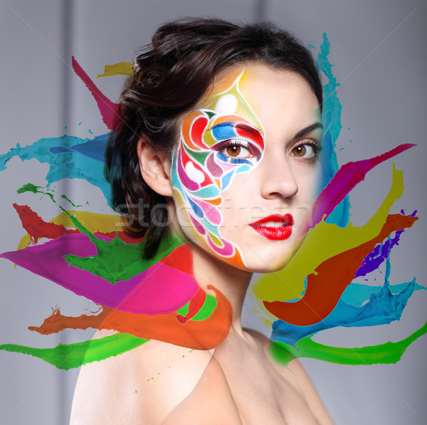 Portret mooie jonge model heldere make-up Stockfoto © dashapetrenko