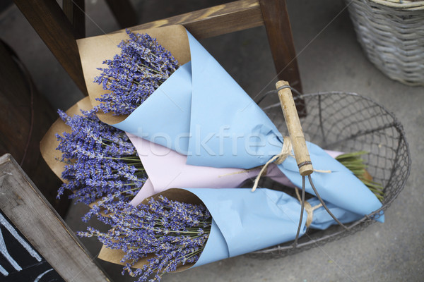 лаванды цветы Vintage корзины улице Сток-фото © dashapetrenko