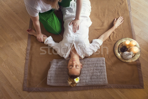 Young woman having massage treatment Stock photo © dashapetrenko