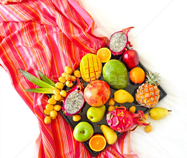 Exotic fruits on the tray Stock photo © dashapetrenko