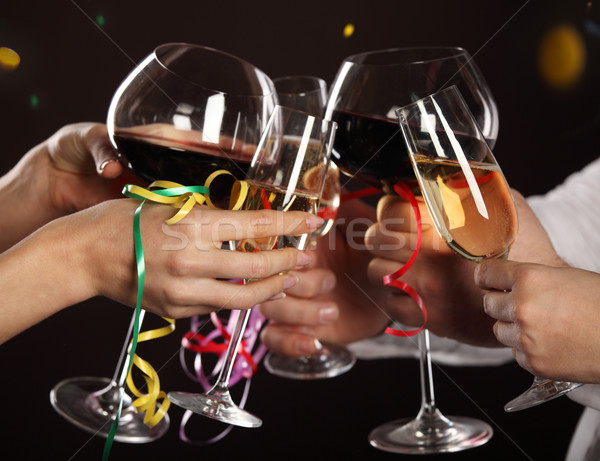 Foto stock: Celebração · pessoas · óculos · vinho · branco