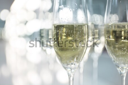 Stock photo: Glasses of champagne decorated with lavender 