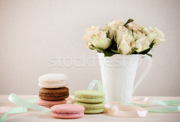 Francês tabela decorado rosas festa Foto stock © dashapetrenko