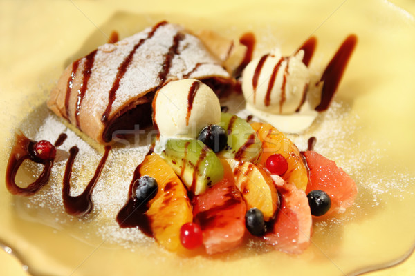 Cherry strudel with ice cream Stock photo © dashapetrenko